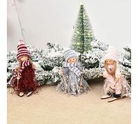Fictory Christmas Decorations Doll with Lovely Wood Fiber Tassel Yarn Ski Design, Grey Boy Pendant for Christmas Tree, Bed, and Hall Decor
