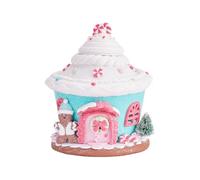 Fictory Christmas Decorations, Glowing Soft Clay Castle House, Battery Powered Light Up Figurine for Home, Shop Window Display, Festive Tabletop Centerpiece