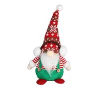 Fictory Christmas Gnome Decor with Red Green Beard, Knit Fabric Faceless Old Man Sitting Figure, Festive Holiday Tabletop Decoration