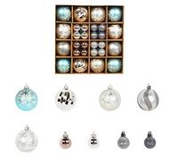 Fictory Christmas Ornaments 44-Pack Shatterproof Blue and Silver Christmas Balls Plastic Tree Decorations with Glitter Finish for Holiday Party