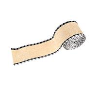 Fictory Christmas Plaid Ribbon with Wire Edging, 5.6m Linen Black White Checked Bow Decoration for Holiday Wreaths, Gift Wrapping and DIY Crafts