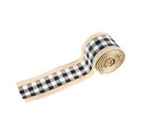 Fictory Christmas Plaid Ribbon with Wire Edging, 5.6m Linen Fabric Bow Making Decoration for Holiday Wreaths, Gift Wrapping and DIY Craft Projects