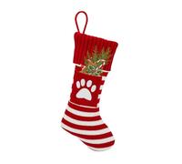 Fictory Christmas Stocking, Knit Holiday Sock with Cute Cat Dog Snowflake Red Paw Print Design, Festive Gift Bag for Fireplace Decor, Large Holiday Stocking for Family Traditions