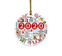 Fictory Christmas Tree Ornament 2020 Pattern Hanging Pendant with Wooden Material for Holiday Decor and Gifts