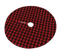 Fictory Christmas Tree Skirt 90cm Red Black Plaid Double-Sided Lamb Fleece Fabric for Small Holiday Decor