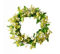 Fictory Chrysanthemum Wreath Artificial Flower Garland, 36cm Spring Floral Arrangement for Home Wedding Wall Door Decor, Rattan Circle with Silk Fabric