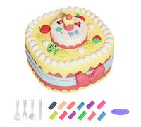 Fictory Color Dough Toys Playset, Birthday Cake Molds Kit, Creative Kitchen Tools for Kids, Pretend Chef Game, Pink, Affordable Fun