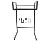 Fictory Countertop Microwave Stand, Kitchen Utensil Storage Rack, Waterproof Carbon Steel Organizer with 3 Hooks, Space-Saving Solution for Clutter-Free Counters