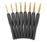 Fictory Crochet Hooks Set, Black ABS Resin Handle Crochet Hooks Kit Aluminum Alloy Hook set Knitting Weave DIY Craft Needles Kit for Hand Sewing Lace Doilies Flower Projects
