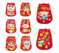 Fictory DIY Snake Year Lucky Bag Craft Kit, Chinese New Year Fortune Pouch Making Set, Fabric Craft Supplies for Kids, Kindergarten Classroom Art Activities, Cultural Festival Decorations