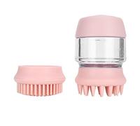 Fictory Dog Bath Brush with Shampoo Dispenser, 2-in-1 Grooming & Massage Tool for Dogs, Soft Rubber, Pink Colour