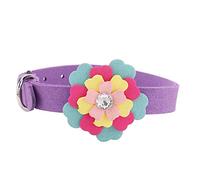 Fictory Dog Collar Adjustable Soft Microfiber with Colourful Petals for Small Dogs, Puppies & Cats - Purple, XS