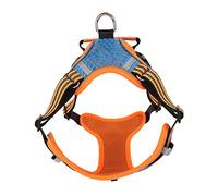 Fictory Dog Harness Breathable Mesh Medium Jewel Blue Adjustable Reflective Vest for Night Safety with Control Handle for Canines