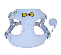 Fictory Dog Harness Vest, Reflective Cotton for Small/Medium Pets. Breathable Mesh Fit with Traction Lead for Night Visibility, Secure Anti-Pull Puppy Chest Gear, M Blue.