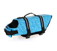 Fictory Dog Life Jacket Reflective & Adjustable Vest for Swimming and Boating, Medium, Blue Bone Colour