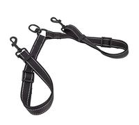 Fictory Double Dog Lead, Tangle-Free Reflective Splitter for Walking Two Dogs, Adjustable Nylon, Black Colour