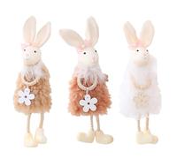 Fictory Easter Bunny Ornaments Set, 3pcs Pink Brown White Rabbit Hanging Decorations for Home Window Display Spring Party Decor