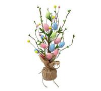 Fictory Easter Egg Burlap Tree with Artificial Green Leaves, Indoor Home Decor for Table Centerpiece and Spring Party Decoration