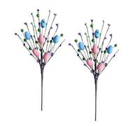 Fictory Easter Egg Sprigs, 2-Pack Foam Easter Decorations with Rice Grain Bead Texture, Sky Blue Artificial Egg Bundles for Spring Floral Arrangements and Indoor Holiday Decor
