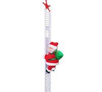 Fictory Electric Climbing Santa Claus Toy with Moving Ladder, Battery Powered Animated Christmas Decoration for Tree, Home, Party, and Festive Holiday Decor