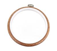 Fictory Embroidery Hoop 15x19cm Wood Grain ABS Plastic with Antique Brass Hanging Ring for Cross Stitch and Needlework Display