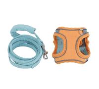 Fictory Escape Proof Cat Harness and Leash, Adjustable Reflective Vest for Walking Kittens and Small Cats, Blue & Orange Colour, M
