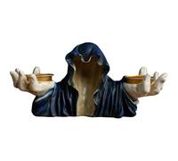 Fictory European Gothic Ghost Wizard Aroma Candle Holder, Black Ceramic Vintage Candle Stand for Halloween Decor and Spooky Home Accessories