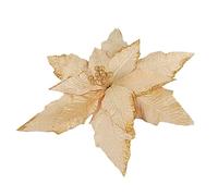 Fictory Flocked Velvet Artificial Maple Leaf Flower, Light Yellow Large 40cm Poinsettia for Christmas Tree Decor, Holiday Centerpiece, Wreaths and Home Decoration