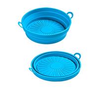 Fictory Foldable Air Fryer Silicone Pot, 7.5-Inch Blue, Reusable Non-Stick Liner, Heat Resistant Cooking Tray, Space-Saving Design for Easy Storage