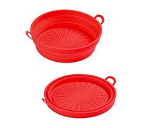 Fictory Foldable Air Fryer Silicone Pot 7.5" Red, Reusable Non-Stick Liner, Heat Resistant Cooking Tray, Space-Saving Design, Perfect for Air Fryers, Ovens, Microwaves