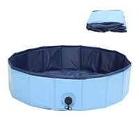 Fictory Foldable Dog Paddling Pool, Leakproof PVC Pet Bathtub for Dogs and Cats, Portable Bathing Tub with Drain, Large, Blue Colour