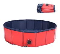 Fictory Foldable Pet Bath Tub Leakproof PVC Paddling Pool for Dogs and Cats 120x30cm Red