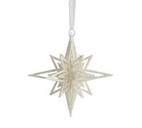 Fictory Glitter Burst Star Christmas Ornaments, Set of 3 Plastic Hanging Decor with Attached Ropes for Tree, Holiday Party and Home Decoration