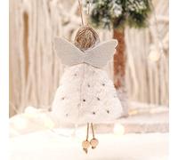 Fictory Gray Angel Doll Ornament with Heart and Star Dress, Christmas Tree Hanging Decoration for Holiday Home Decor, 6.3 Inch Plush Gift