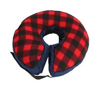 Fictory Inflatable Dog Collar, Soft Adjustable Recovery Cone for Dogs and Cats, Small, Red & Black Plaid Colour