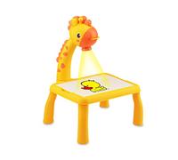 Fictory Kids Drawing Projector Cute Little Deer 3-Level Adjustable Battery Powered Projection Table with Sound Effect Yellow for Toddlers Age 3+