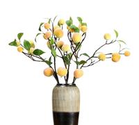 Fictory Large Peach Artificial Fruit Branches, 2-Pack Realistic Yellow Peach Stems for Home Decor, Floral Arrangements, and Window Display
