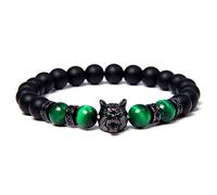 Fictory Lava Rock Wolf Bracelet for Men - Stress Relief, Chakra Balance, Unique Gift Idea