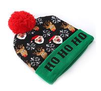 Fictory LED Christmas Hat with Colorful Lights, Light Up Santa and Reindeer Knitted Beanie for Adults and Kids, Festive Holiday Party Accessory