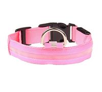 Fictory LED Dog Collar USB Rechargeable, Super Bright for Night Walking Safety, Adjustable for Dogs, Medium Size, Pink Colour
