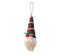 Fictory LED Faceless Gnome Doll with Red Green Plaid Design, 27cm Hanging String, Battery Powered Christmas Tree Ornament for Holiday Home Decor
