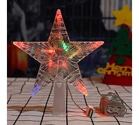 Fictory LED Tree Topper Star with Multicolor Flashing Lights, USB & Battery Powered Christmas Tree Decoration, Plastic Five-Pointed Star for Holiday Decor