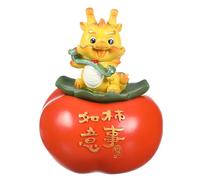 Fictory Lucky Dragon & Persimmon Resin Ornament, Home Office Desk Decor with Ashtray, Key Holder, and Flower Vase Functions for Living Room Bar Display