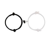 Fictory Magnetic Couples Bracelets - Adjustable Heart Bell Rope for Relationship Bonding, Black & White Matching Set