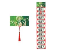 Fictory Malaysian Green Angpao Envelope with Pull-Tab Design, 10 Card Slot Foldable Money Holder for Birthday and Cultural Celebrations