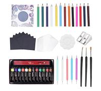 Fictory Mandala Art Kit 55Pcs Acrylic Paint Colouring Pen Drawing Template Set - Basswood Stainless Steel Tools - 9 Stencils 13 Markers 12 Pigments Non Toxic for Beginners Adults Gift