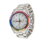 Fictory Men's Quartz Watch - Chronograph, 30m Waterproof, Luminous Hands, Stainless Steel Strap, Elegant Daily Wear, Silver White