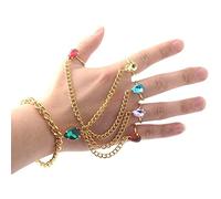 Fictory Multi-Color Gemstone Ring Bracelet - Inspired Design, Durable Alloy, Skin-Friendly, Easy Wear, Avoid Bathing/Sleeping