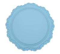 Fictory Nordic Style Silicone Placemat, Embossed Insulation Mat, Thickened Round Silicone for Home Kitchen, Light Blue, Heat Resistant, Non-Slip, Easy Clean, Durable Dining Table Protector