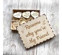 Fictory Personalized Friendship Gift Box, Engraved Wooden Heart Keepsake Box for Best Friends, Wooden Memory Box with Heart Message Card, Unique Friend Gift Idea